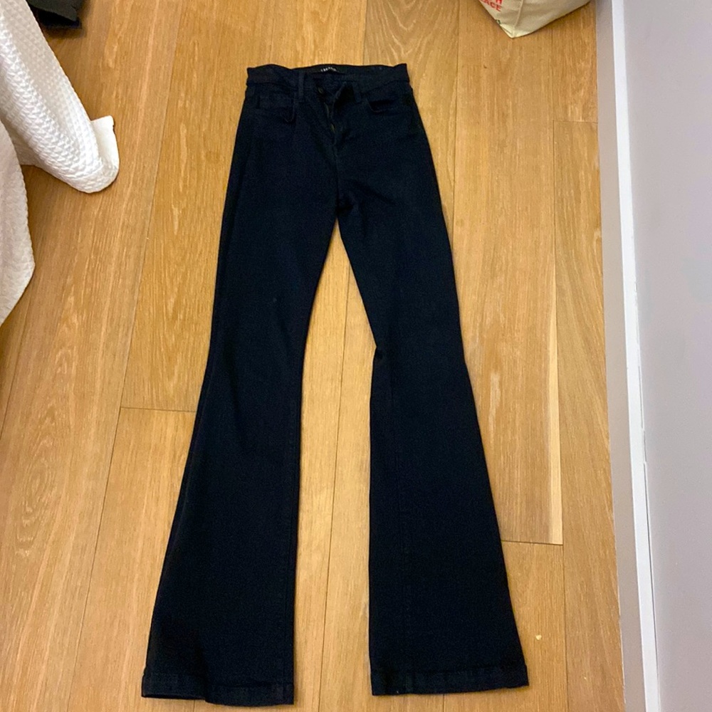 Stretchy fabric - black denim bell bottoms